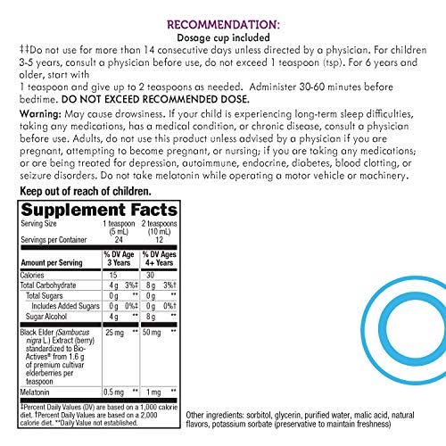 Nature's Way Sambucus Elderberry Nighttime Syrup For Kids With Melatonin, Immune Support*, 4 Fl Oz #TOP2