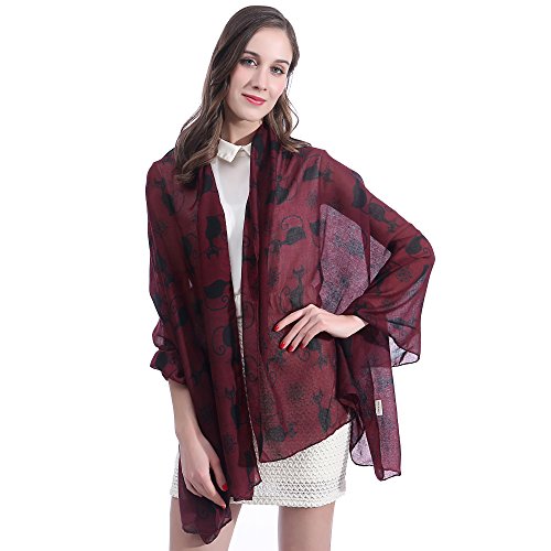 Lina & Lily Cat Print Women's Scarf Shawl Wrap Lightweight4