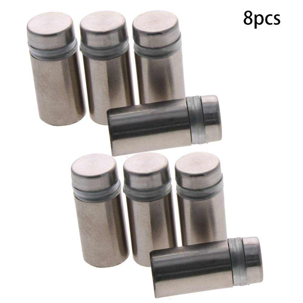 MroMax Glass Standoff,Stainless Steel Advertisement Nails Bucket Screws Glass Standoff Pin Silver Tone 8PCS 1