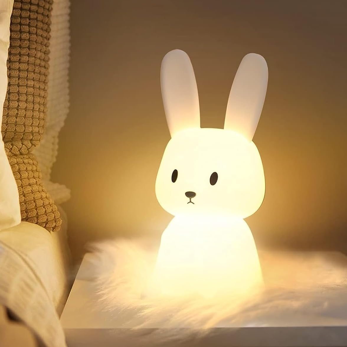 MEDE Baby Night Light with 265 Colors Change & 3H Timer - Bunny Touch Lamp for Girls, Rechargeable Cute Nursery Light for Toddlers, Children and Newborns
