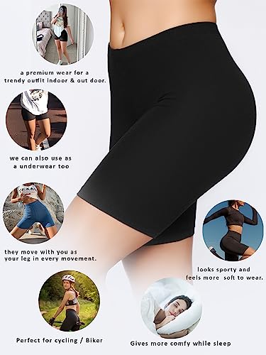 Image of KYDA Women's Anti Bacterial Cycling Shorts, Under Skirt Biker Shorts, High Waist Stretchable Yoga Shorts & Gym Workout Skin Fit Shorties