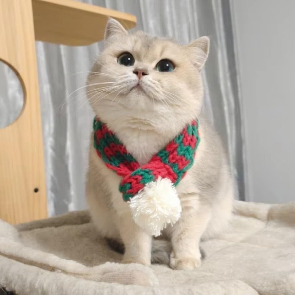 Pet Warm Knitted Home Decor Thicker Winter Dog Accessories Soft Color Blocked(M,Green&White)
