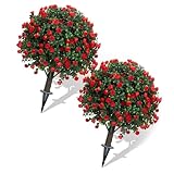 Snorvixre Lot de 2 buissons de lavande artificiels avec piquets amovibles pour l'intérieur, le jardin, la terrasse, le piquet amovible pour la terrasse extérieure