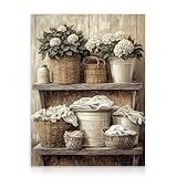 Photo Gallery dazzlewall poster arte murale country vintage, stampa rustica asciugamani e fiori per lavanderia e decorazione campagna, 30x40 cm senza cornice Photo Gallery dazzlewall poster arte murale country vintage, stampa rustica asciugamani e fiori per lavanderia e decorazione campagna, 30x40 cm senza cornice