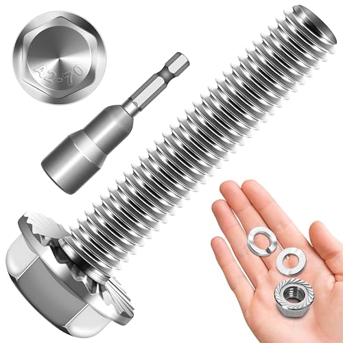 M8 x 40mm (10 Sets) M8x1.25 Bolt Flanged Hex Head Nuts and Bolts, M8 Flange Hexagon Screws with Nuts and Washers, 304 Stainless Steel 18-8 Metric Bolt Assortment, DIN 6921, By Mywish