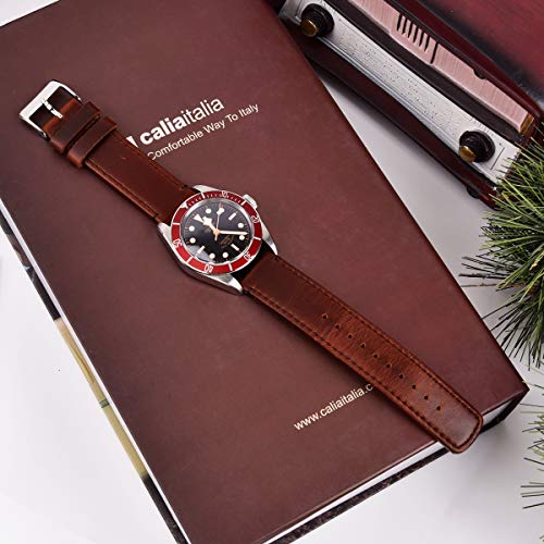 Ritche 22Mm Classic Genuine Leather Watch Band Quick Release Vintage Watch Bands For Men Women Compatible With Timex Expedition Rugged Metal 45Mm / Fossil Grant Watch 44Mm - Coffee Leather Watch Strap #TOP1