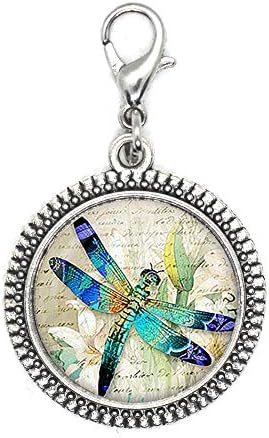 Fascinating Oil1l0 Dragonfly Glass Zipper Pull. Dragonfly Jewelry, Birthday Gift, Glass Cabochon Zipper Pull, AQ111 image 2