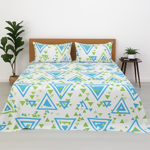 Image of Cotton Double Bedsheet with 2 Pillow Covers | 100% Pure Cotton | Soft & Breathable | 90x100 inch - Lime Print