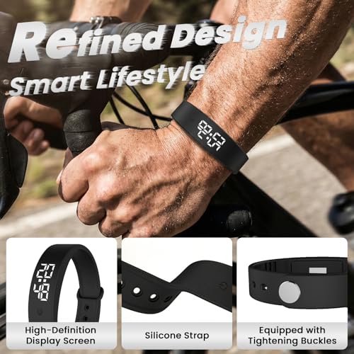 Image of Vibrating Alarm Wristband Silent Wrist Alarm Clock Watch Wind up Bands for Deaf People No Batteries Bracelet for Heavy Sleepers Dawn Wake up Sleeper that Won't Wake Partner (Blue)