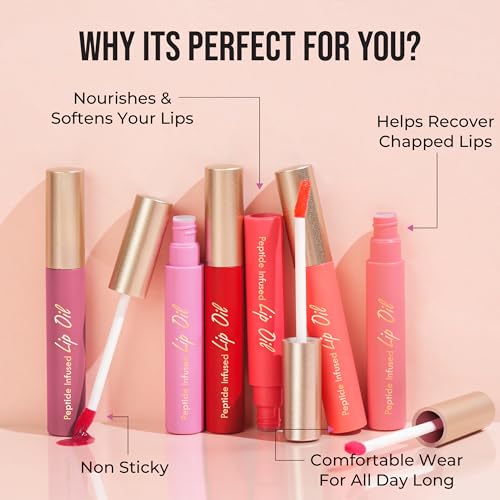 Image of INSIGHT Peptide Infused Lip Oil | Glossy Finish | Sheer Coverage | Infused With Ginger Seed Oil | Hydrated & Plump Lips| Long-Lasting |Mystic Mulberry -4.5g