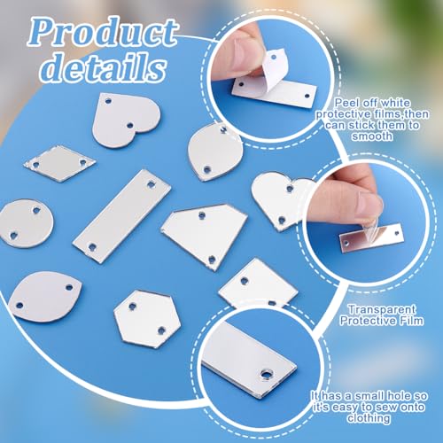Cuentas de espejo acrílicas para coser PH PandaHall, mini mosaicos irregulares, 240 piezas 5
