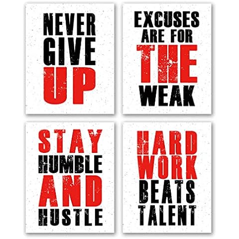 Inspirational Phrases Print,Office Art Posters, Motivational Quote Saying Canvas Art Prints,Inspiring Words Modern Wall Art Pictures Painting,For Boy Bedroom Office Home Decor (set of 4, UNframed) Cover