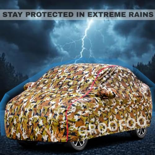 Image of Waterproof Car Body Cover with Mirror Pockets Compatible with Hyundai Xcent Car Cover | Triple Stitch and UV & Dust Proof All-Weather Protection, (Army Red)