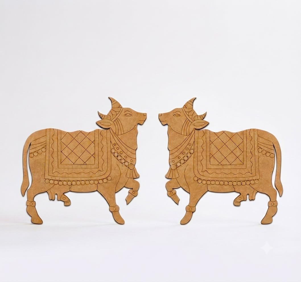Pichwai Cow Wooden MDF Cutout for DIY Painting & Craft | 6 Inch | 3mm Thick | Pre-Marked Engraved Shape | MDF Wood Blank for Resin Art, Dot Mandala, Decoupage, Home Décor & Pooja Decoration-image-28