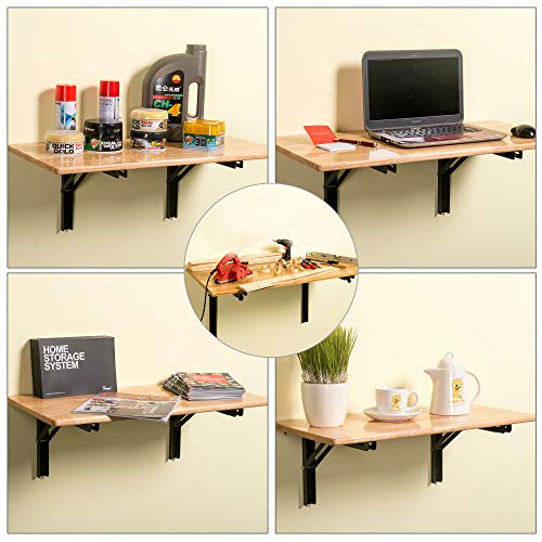 Ultrawall 24 Inch Black Sturdy Folding Shelf Brackets, Heavy Duty Adjustable Steel Wall Mounted Collapsible Shelf Bracket, Max Load 550Lb #TOP1