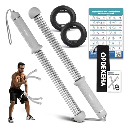 Weighted Ropeless Battle Ropes for Home Gym, Heavy Duty Portable Cordless Battle Rope with Grip...