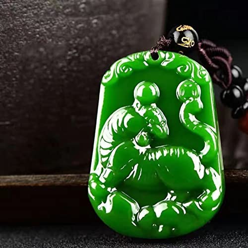 Collier en jade véritable sculpté main pendentif zodiaque Serpent