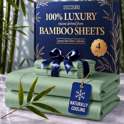 DECOLURE 100% Viscose Derived from Bamboo Sheets Queen Size, 4 Pc Set