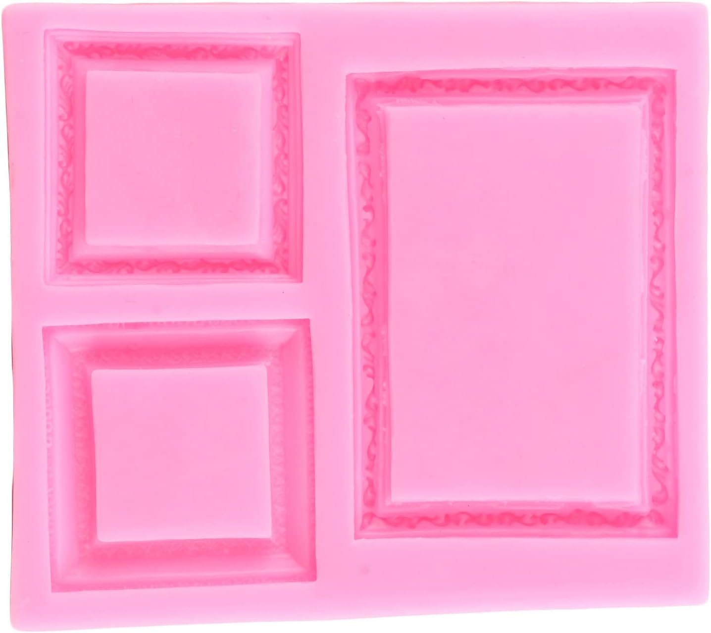 Mujiang Mirror Frame Silicone Mold Photo Frame Fondant Molds Picture Frames Silicone Mold For Cake Decorating Candy Polymer Clay Chocolate Gum Paste Set Of 3