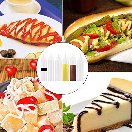 10 PCS 12 oz/360 ml Condiment Squeeze Bottles,Plastic Squeeze Bottles,Sauce Bottles with Cap Lids for Sauce,BBQ,Condiments,Oil,Liquids,Paint,Provide 21 chalkboard labels and 1 Chalk Marker