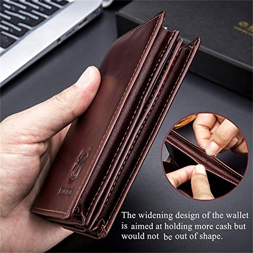 Genuine Leather RFID Blocking Wallet for Men,Cowhide Bifold Wallet Vintage Bifold Wallet Money Pouch15 Credit Card Slots+2 Cash Pouch+1 Coin Pouch+1 Photo Slots3