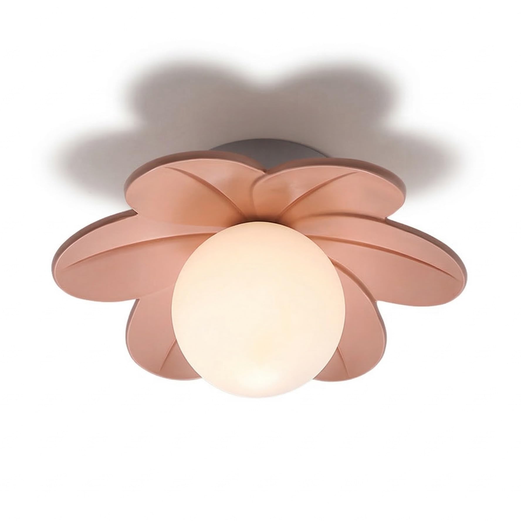 NHPJFDC Resin Flower Petal Ceiling Light, Nordic Floral Flush Mount Lamp, Semi Flush Fixture for Bedroom, Hallway, Cloakroom, Balcony, Entryway, Nursery, Apartment Foyer, Kid Room Residential