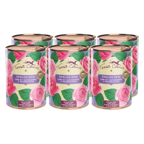 Terra Canis Lamm mit Gartengemüse und Rosenblättern - Flower Menü Englische Rose Nassfutter 6x400g | Premium Hundefutter in 100% Lebensmittelqualität Aller Rohstoffe | Reichhaltig & gesund