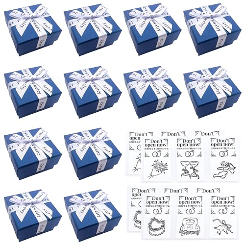 リングボックス プレゼント 結婚式 ギフトボックス アクセサリー ミニ サプライズリング MSW2552紺(12個)