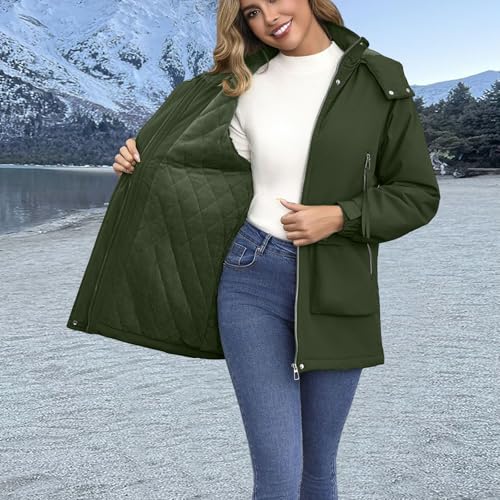 Chaqueta impermeable mujer con capucha extraíble parka cortavientos 5