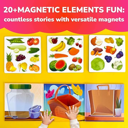 Image of QUOKKA Travel Magnetic Puzzles for Toddlers 1-3 - 20+Pcs Fruits Game with Extra-Long Play Book - Fun Travel Game Toy for Kids Ages 3-5 - Strong Magnets for Car Activities - Fun Toddler Puzzle Ages 2-4