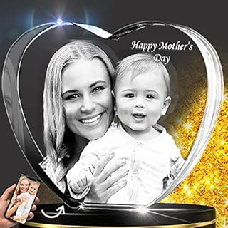 CAPTUR3D 3D Crystal Photo, Personalized Mothers Day Gifts With Your Own Photo for Him, Her, Mom, Dad, 3D Laser Etched Picture, Engraved Crystal, Customized Memorial Anniversary Couples Gifts