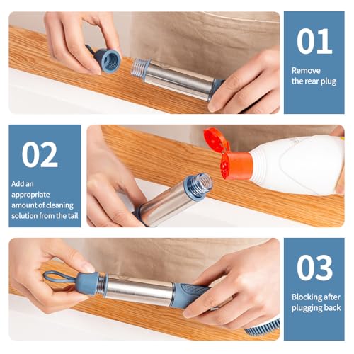 Image of Household Four in One Long Handled Kitchen Automatic Liquid Sponge Cleaning Tool, Long Handled Brush Pot, Hydraulic Cleaning Brush, Kitchen Specific Pot Cleaning Brush(Grey), Gray