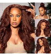 Sunber Lace Front Wig Human Hair Wigs Reddish Brown Kinky Straight Lace Front Wigs Human Hair 180...