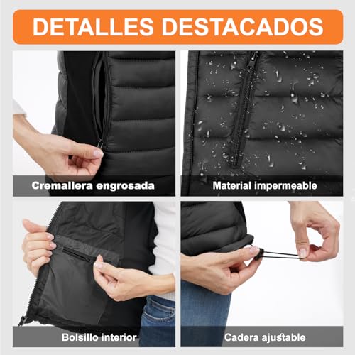 Chaleco calefactable mujer de 4 zonas térmicas y batería de larga duración 6