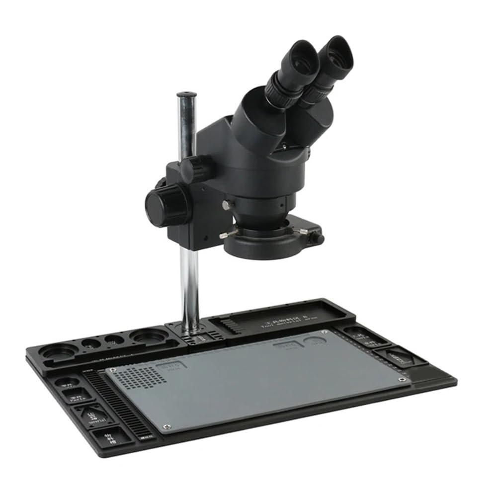 Microscope Stereo Microscope 3.5X - 90X Continuous Zoom Magnification + Big Aluminum Stand + 56 LED Ring Light + Lens(Blue)