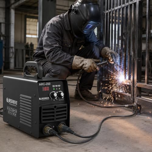 Image of Eastman EAWSI-200 Arc Welding Machine | 200A Inverter Welder with Advanced IGBT Technology | Lightweight 4kg Fan-Cooled Welder Set with Cables, Mask & Brush