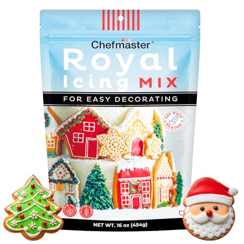 Chefmaster Premium Holiday Royal Icing Mix, Decorating Cookies, Making Cake Decorations, Extra Smooth &amp; Versatile, Just Add Water, Non-GMO, Made in USA, 16 oz