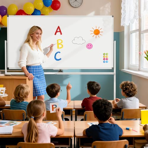 Image of Rolling Whiteboard 72 inch x 36 inch Sturdy Dry Erase White Board on Wheel