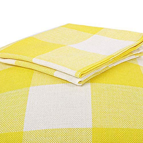 Ahahm Set Of 2 Lemon Yellow And White Farmhouse Buffalo Check Plaid Throw Pillow Covers Decorative Indoor Outdoor Cushion Cover Polyester Linen For Summer Home Decor,16 X 16 Inches #TOP4