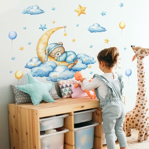 Vinilos Decorativos Bear Sleeping on Moon para Pared miniatura 2