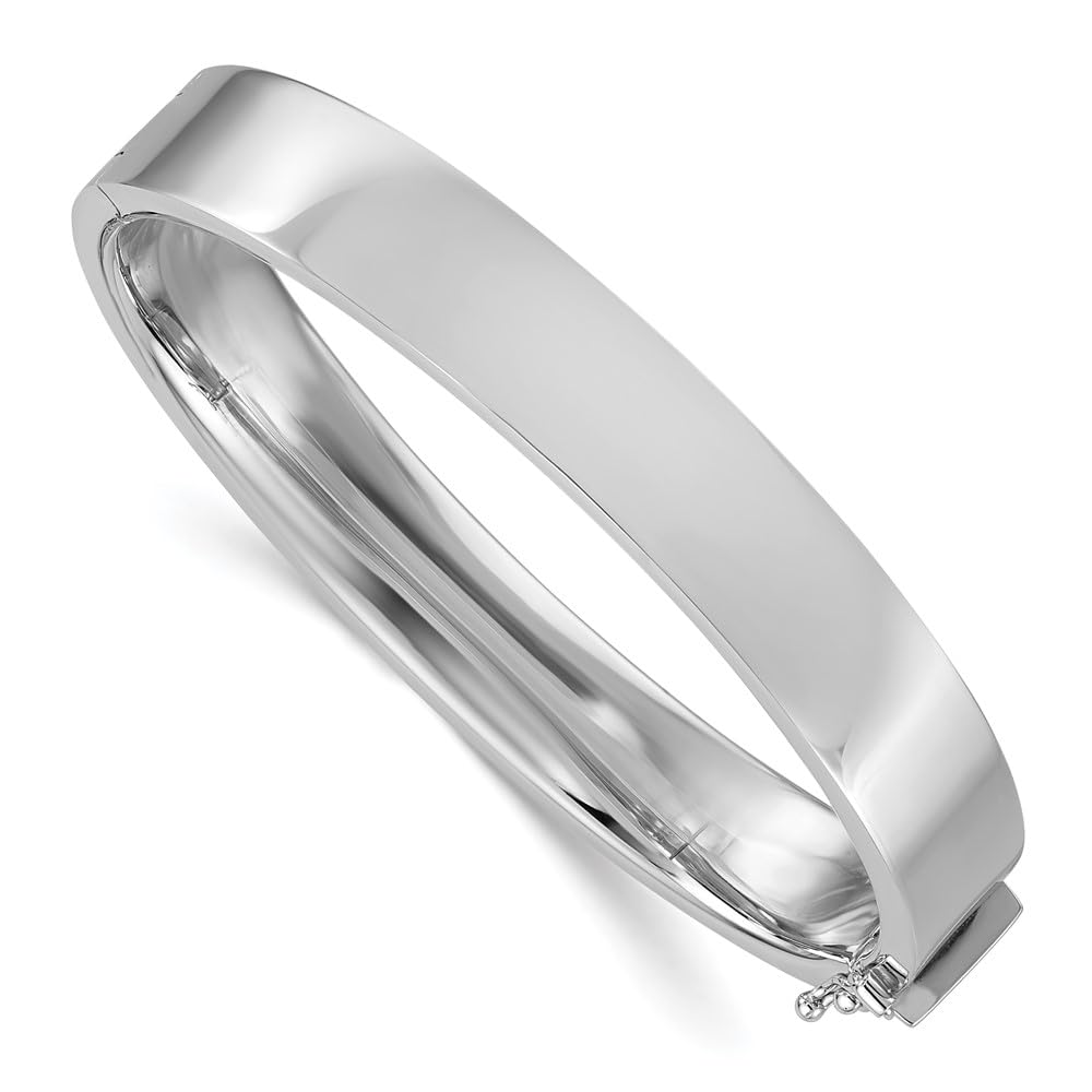 IceCarats 14K Solid White Gold 10 5mm Hinged Bangle Bracelet