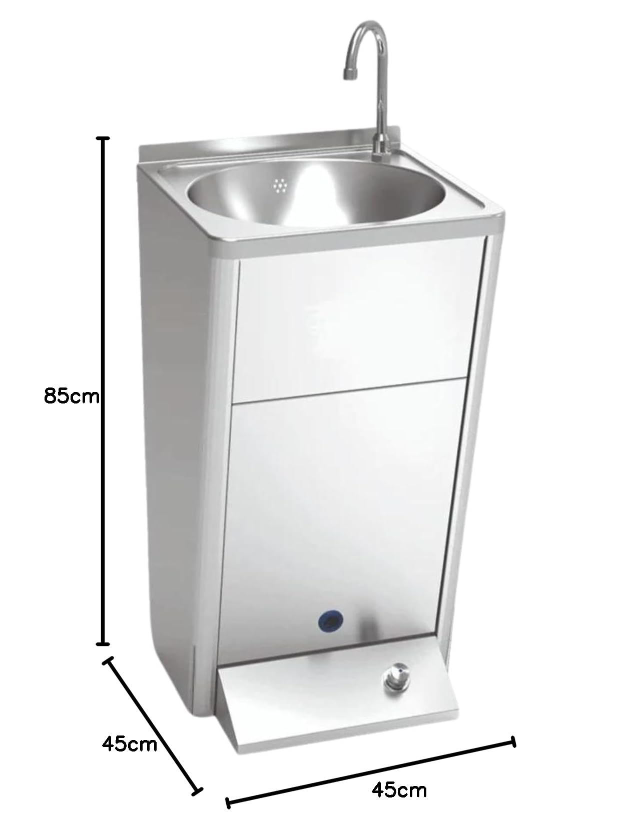 Express Water Prestige, Lavandino Lavabo Lavello Lavamani, Attacco alla Rete Idrica, a Colonna, in Acciaio Inox, con Comando a Pedale, Certificato per ASL, per Negozi e Studi Medici