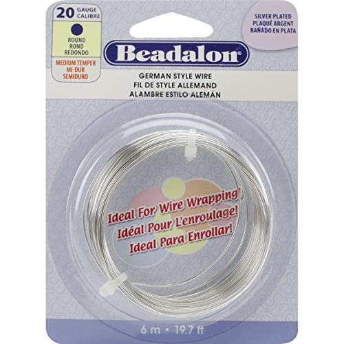Beadalon 180B-020 German Style Wire Tarnish Resistant Silver Plate 20 Gauge 19.7 Ft. Roll cover