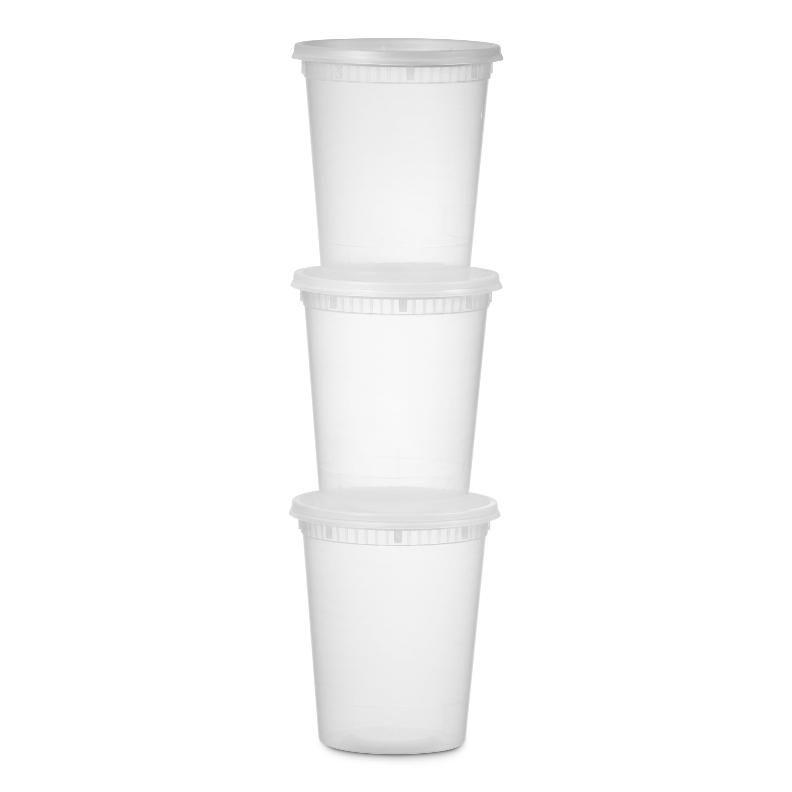 Amazon｜蓋付きプラスチックデリ容器 24個パック 32オンス 蓋付き 透明