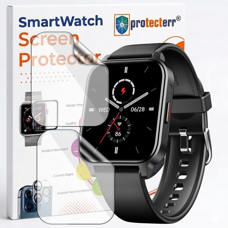 Image of PROTECTERR 2-Pack Screen Protector for Boat Wave Call 2 Plus 1.96 inch Smartwatch - Flexible TPU Screen Guard, HD Clear, Anti Scratch, Bubble Free, Full Coverage Film - Not Tempered Glass