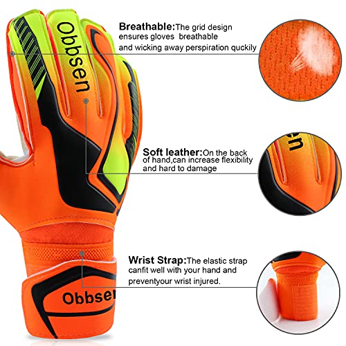 Obbsen Soccer Goalie Gloves For Kids, Youth&Adult Soccer Goalkeeper Gloves, Strong Grip Goalkeeping Gloves With Finger Protection, Men/Women/Boys/Girls #TOP3