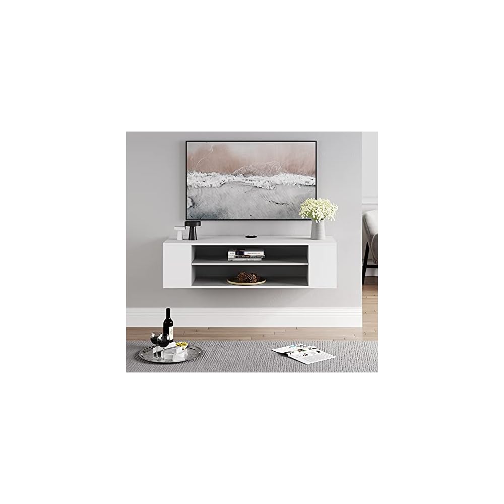 Buy WAMPAT White Floating TV Stand Shelf Entertainment Center, Wall