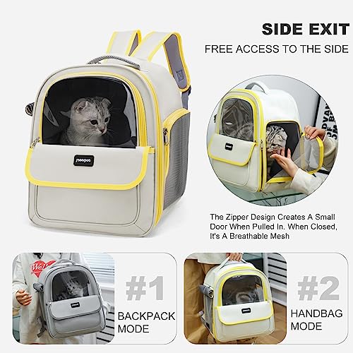 PETCUTE Cat Backpack Carrier,Foldable Pet Carrier Backpack for Cats Small Dogs Puppy with Soft Fleece Mat and Built-in Safety Belt,Transparent Spacious Cat Carrier Rucksack with Great Ventilation - Image 4