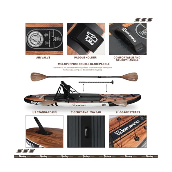 TIGERXBANG Paddle Board, 10.8' Stand Up Paddle Board with Premium Complete Inflatable SUP Accessories, Extra Wide Paddleboards for Adults & Kids-Pandora Collection - Image 6