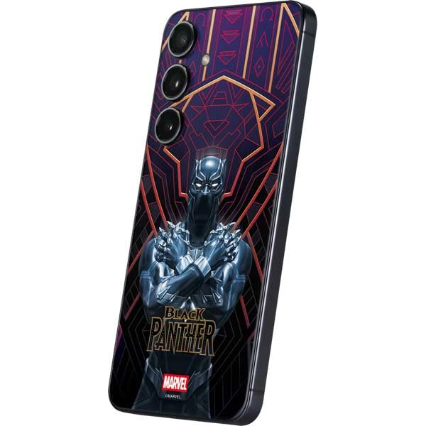 Skinit Decal Phone Skin Compatible with Galaxy S24 Plus - Officially Licensed Marvel Black Panther Wakanda Salute Design